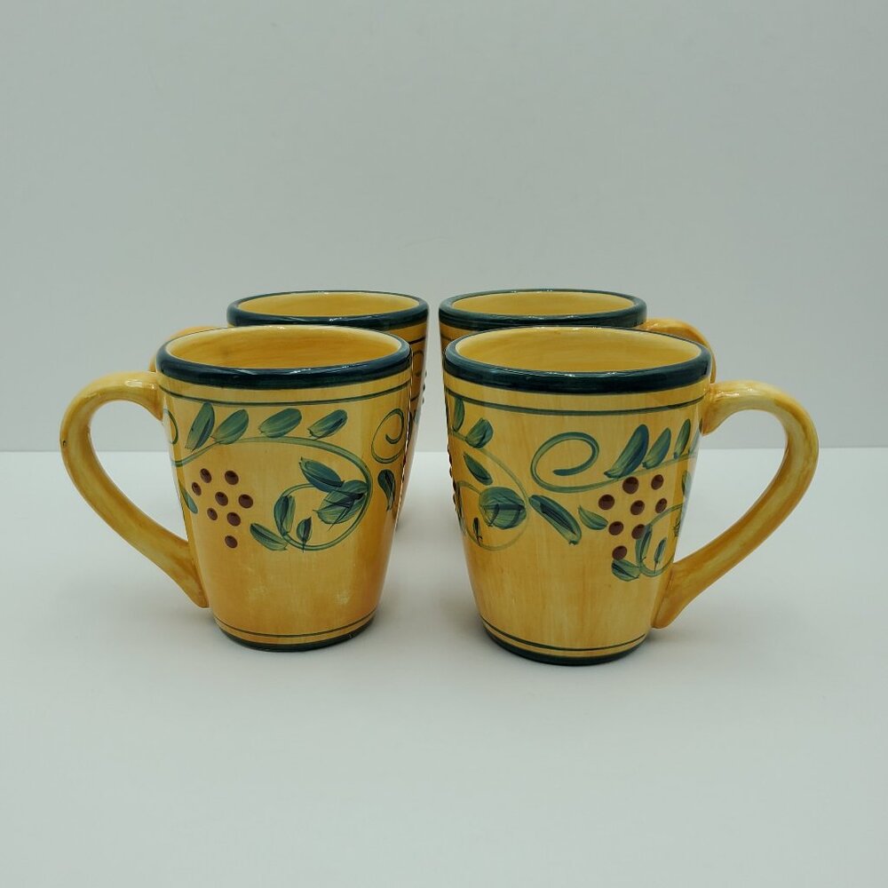 Whole Home French Country Berries En Provence Mugs Embossed Berries Green Leaves